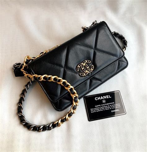 chanel 19 chain wallet|Chanel wallet purse with chain.